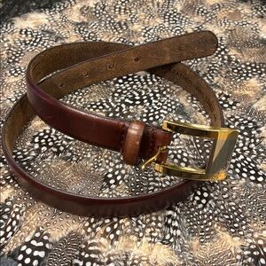 Amanda Smith Brown Leather Belt with brass and silver Buckle